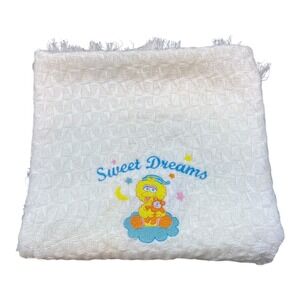 VTG 90s Sesame Street Blanket Baby Big Bird Jim Henson 45"×36" Cotton Soft Elmo